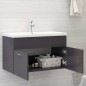 vidaXL Waschbeckenunterschrank Hochglanz-Grau 80x38,5x46cm vidaXL Waschbeckenunterschrank Hochglanz-Grau 80x38,5x46cm