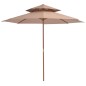 vidaXL Sonnenschirm mit Doppeldach und Holzstange 270 cm Taupe vidaXL Sonnenschirm mit Doppeldach und Holzstange 270 cm Taupe