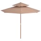 vidaXL Sonnenschirm mit Doppeldach und Holzstange 270 cm Taupe vidaXL Sonnenschirm mit Doppeldach und Holzstange 270 cm Taupe