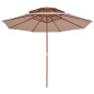 vidaXL Sonnenschirm mit Doppeldach und Holzstange 270 cm Taupe vidaXL Sonnenschirm mit Doppeldach und Holzstange 270 cm Taupe