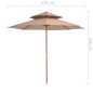 vidaXL Sonnenschirm mit Doppeldach und Holzstange 270 cm Taupe vidaXL Sonnenschirm mit Doppeldach und Holzstange 270 cm Taupe