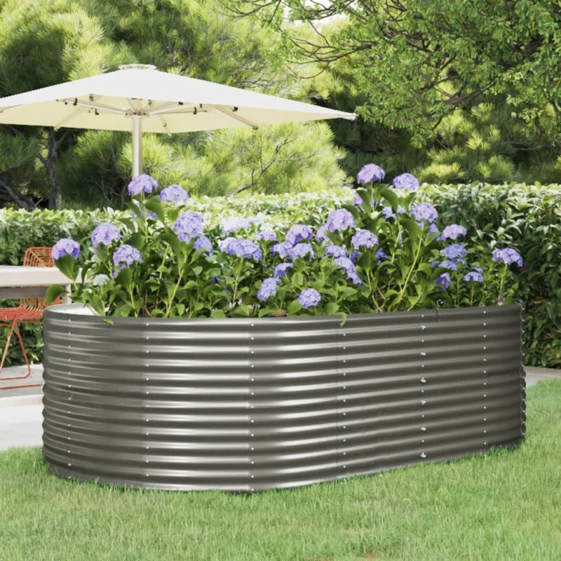 vidaXL Hochbeet Grau 212x140x68 cm Pulverbeschichteter Stahl vidaXL Hochbeet Grau 212x140x68 cm Pulverbeschichteter Stahl