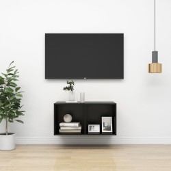 vidaXL TV-Wandschrank Schwarz 37x37x72 cm Holzwerkstoff