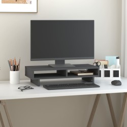 vidaXL Monitorständer Grau 60x27x14 cm Massivholz Kiefer