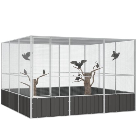 vidaXL Vogelkäfig Anthrazit 302,5x324,5x211,5 cm Verzinkter Stahl