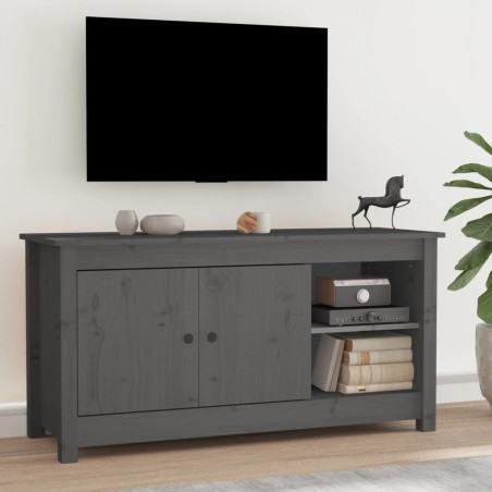 vidaXL TV-Schrank Grau 103x36,5x52 cm Massivholz Kiefer