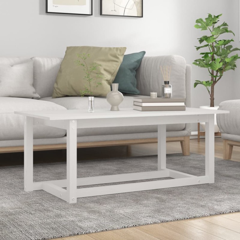 vidaXL Couchtisch Weiß 110x55x45 cm Massivholz Kiefer vidaXL Couchtisch Weiß 110x55x45 cm Massivholz Kiefer