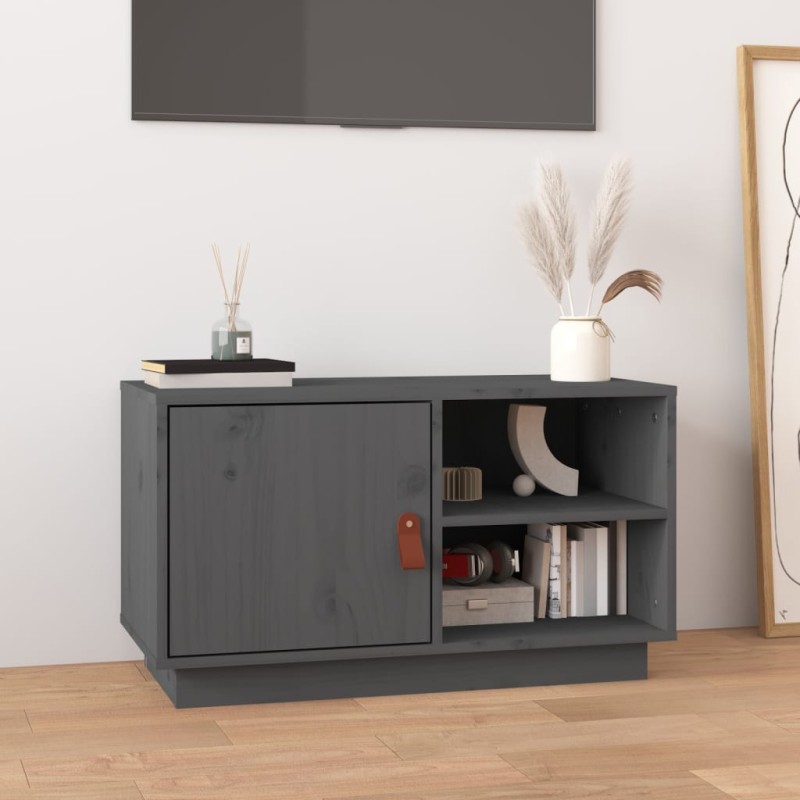 vidaXL TV-Schrank Grau 70x34x40 cm Massivholz Kiefer vidaXL TV-Schrank Grau 70x34x40 cm Massivholz Kiefer