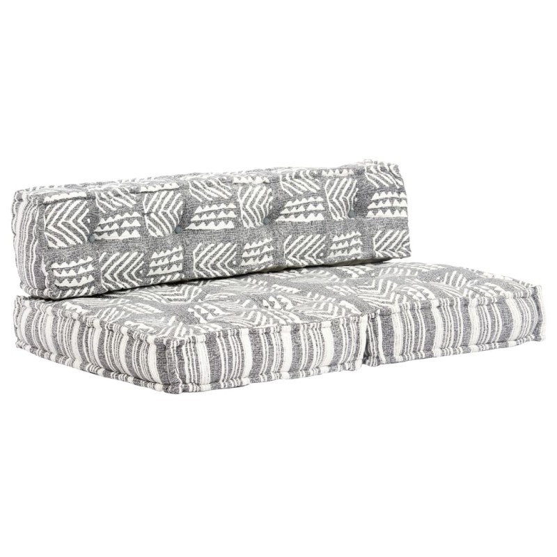 vidaXL Pouf Grau Gestreift Stoff vidaXL Pouf Grau Gestreift Stoff