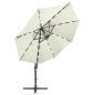 vidaXL Ampelschirm mit Mast und LED-Leuchten Sandfarben 300 cm vidaXL Ampelschirm mit Mast und LED-Leuchten Sandfarben 300 cm