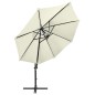 vidaXL Ampelschirm mit Mast und LED-Leuchten Sandfarben 300 cm vidaXL Ampelschirm mit Mast und LED-Leuchten Sandfarben 300 cm