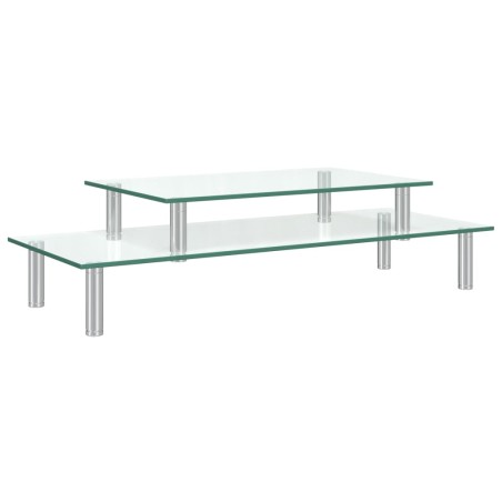 vidaXL Monitorständer 2-stufig Transparent Glas