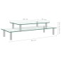 vidaXL Monitorständer 2-stufig Transparent Glas vidaXL Monitorständer 2-stufig Transparent Glas