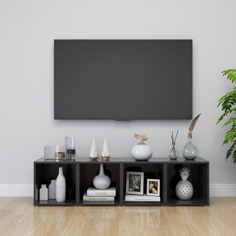 vidaXL TV-Schränke 4 Stk. Grau 37x35x37 cm Holzwerkstoff vidaXL TV-Schränke 4 Stk. Grau 37x35x37 cm Holzwerkstoff