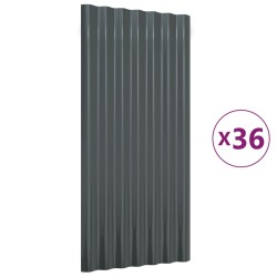 vidaXL Dachpaneele 36 Stk. Pulverbeschichteter Stahl Anthrazit 80x36cm