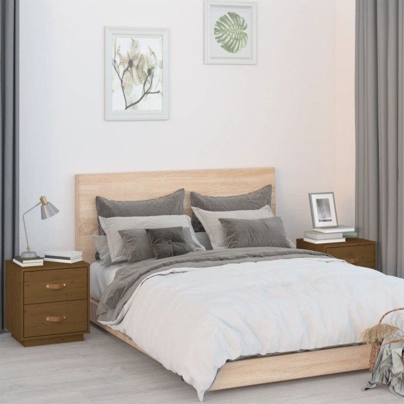 vidaXL Nachttische 2 Stk. Honigbraun 40x34x45 cm Massivholz Kiefer vidaXL Nachttische 2 Stk. Honigbraun 40x34x45 cm Massivholz Kiefer