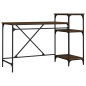 vidaXL Schreibtisch mit Regal Braun Eichen-Optik 135x50x90 cm vidaXL Schreibtisch mit Regal Braun Eichen-Optik 135x50x90 cm