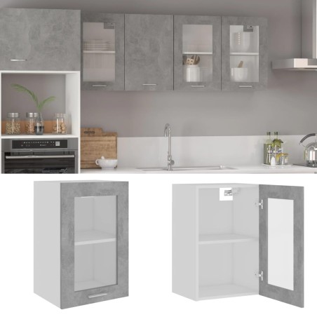 vidaXL Hängeglasschrank Betongrau 40x31x60 cm Holzwerkstoff