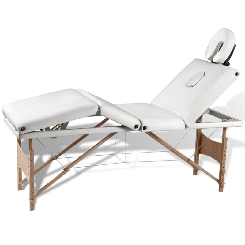 vidaXL Massageliege Klappbar 4-Zonen mit Holzgestell Cremeweiß vidaXL Massageliege Klappbar 4-Zonen mit Holzgestell Cremeweiß