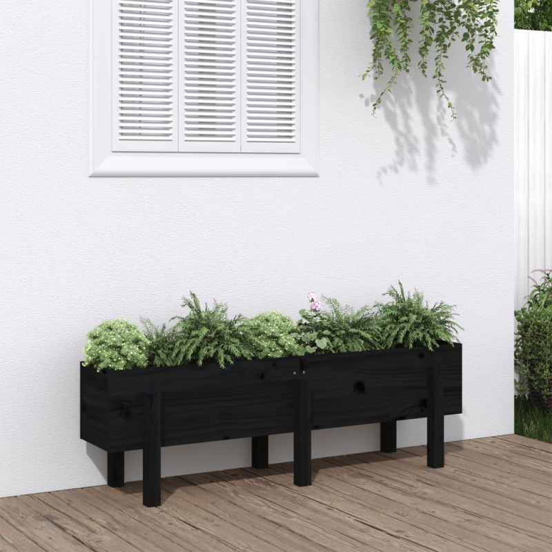 vidaXL Hochbeet Schwarz 121x30x38 cm Massivholz Kiefer vidaXL Hochbeet Schwarz 121x30x38 cm Massivholz Kiefer
