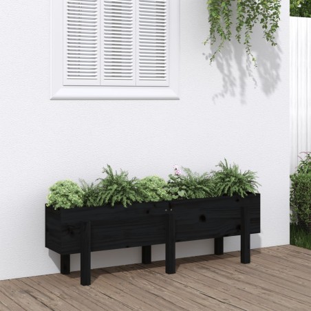vidaXL Hochbeet Schwarz 121x30x38 cm Massivholz Kiefer