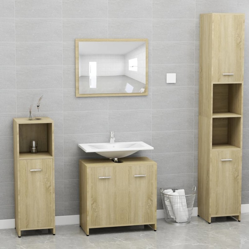 vidaXL Badmöbel-Set Sonoma-Eiche Holzwerkstoff vidaXL Badmöbel-Set Sonoma-Eiche Holzwerkstoff