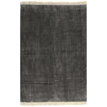vidaXL Kelim-Teppich Baumwolle 120x180 cm Anthrazit