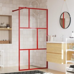 vidaXL Duschwand für Begehbare Dusche mit ESG Klarglas Rot 100x195 cm