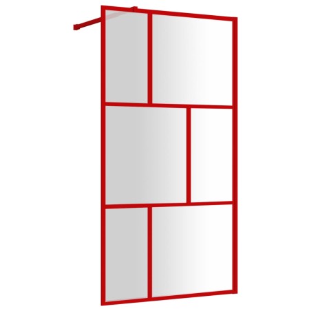 vidaXL Duschwand für Begehbare Dusche mit ESG Klarglas Rot 100x195 cm