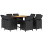 vidaXL 9-tlg. Garten-Essgruppe mit Kissen Poly Rattan Schwarz