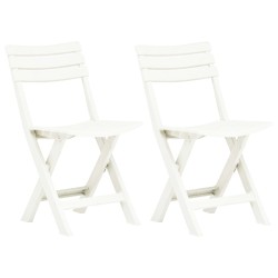 vidaXL Klappbare Gartenstühle 2 Stk. Kunststoff Weiß