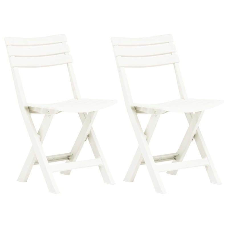 vidaXL Klappbare Gartenstühle 2 Stk. Kunststoff Weiß vidaXL Klappbare Gartenstühle 2 Stk. Kunststoff Weiß