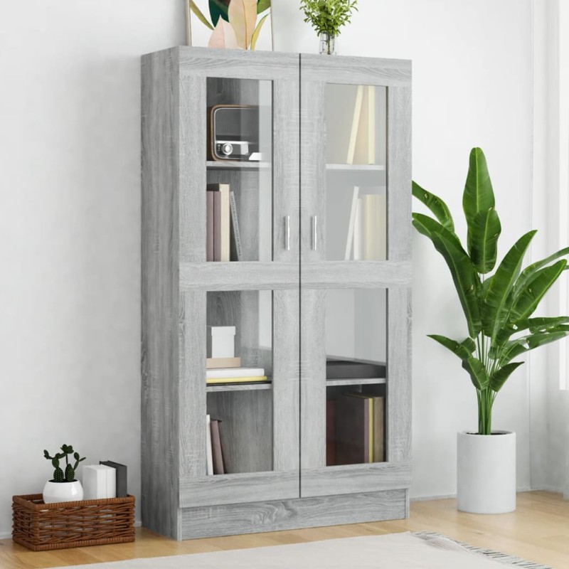 vidaXL Vitrinenschrank Grau Sonoma 82,5x30,5x150 cm Holzwerkstoff vidaXL Vitrinenschrank Grau Sonoma 82,5x30,5x150 cm Holzwerkstoff