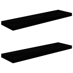vidaXL Schweberegale 2 Stk. Hochglanz-Schwarz 90x23,5x3,8 cm MDF