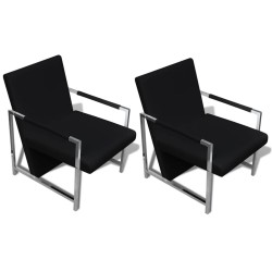 vidaXL Sessel 2 Stk. Verchromtes Gestell Schwarz Kunstleder 