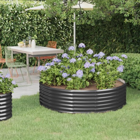 vidaXL Hochbeet Pulverbeschichteter Stahl 140x140x36 cm Anthrazit