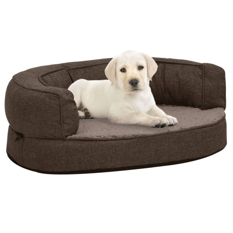 vidaXL Hundematratze Ergonomisch 60x42cm Leinenoptik Fleece Braun vidaXL Hundematratze Ergonomisch 60x42cm Leinenoptik Fleece Braun