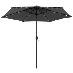 vidaXL Sonnenschirm mit LED-Leuchten & Aluminium-Mast 270 cm Anthrazit