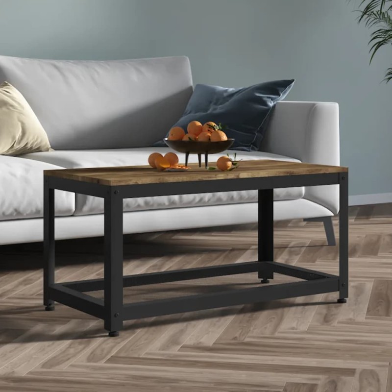 vidaXL Couchtisch Dunkelbraun und Schwarz 90x45x45 cm MDF und Eisen vidaXL Couchtisch Dunkelbraun und Schwarz 90x45x45 cm MDF und Eisen