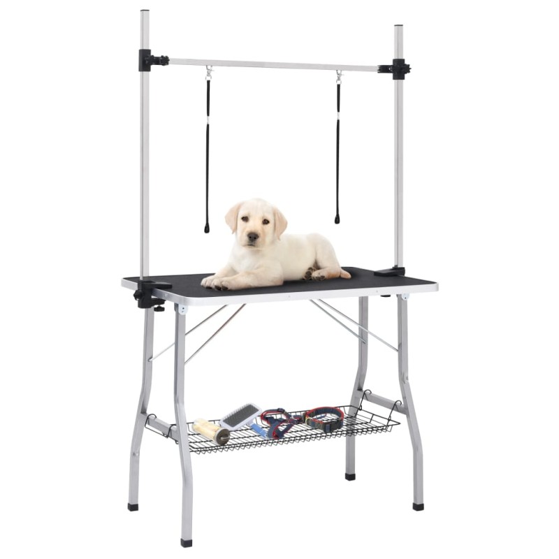 vidaXL Verstellbarer Trimmtisch für Hunde mit 2 Schlaufen und Korb vidaXL Verstellbarer Trimmtisch für Hunde mit 2 Schlaufen und Korb