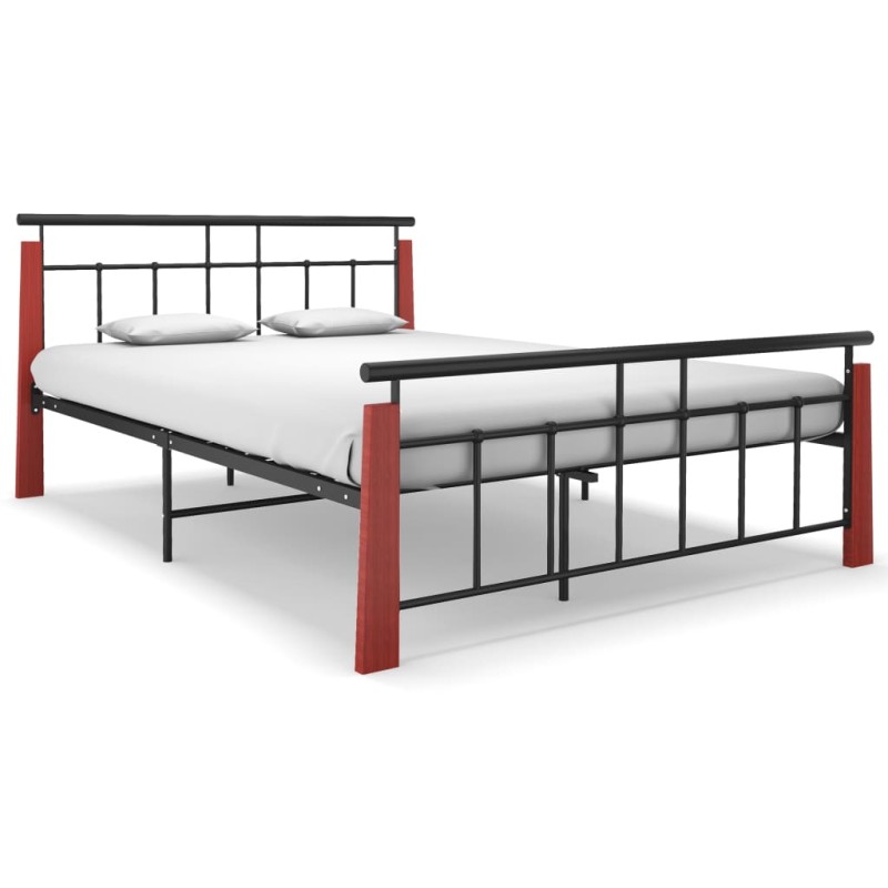 vidaXL Bettgestell Metall und Massivholz Eiche 140x200 cm vidaXL Bettgestell Metall und Massivholz Eiche 140x200 cm