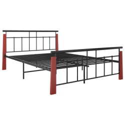 vidaXL Bettgestell Metall und Massivholz Eiche 140x200 cm