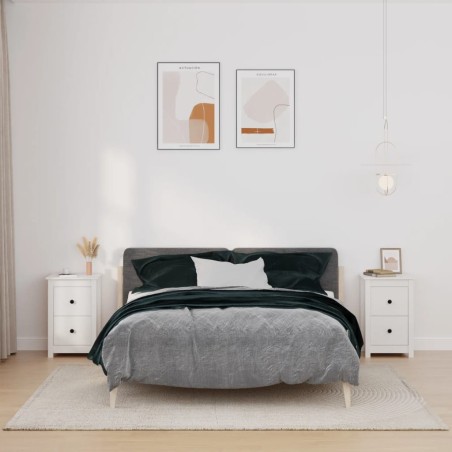 vidaXL Nachttische 2 Stk. Weiß 40x35x61,5 cm Massivholz Kiefer