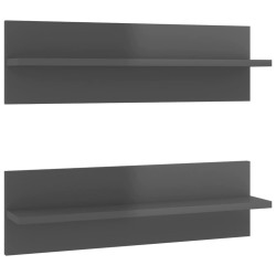 vidaXL Wandregale 2 Stk. Hochglanz-Grau 60x11,5x18 cm Holzwerkstoff