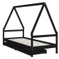 vidaXL Kinderbett mit Schubladen Schwarz 90x200 cm Massivholz Kiefer vidaXL Kinderbett mit Schubladen Schwarz 90x200 cm Massivholz Kiefer