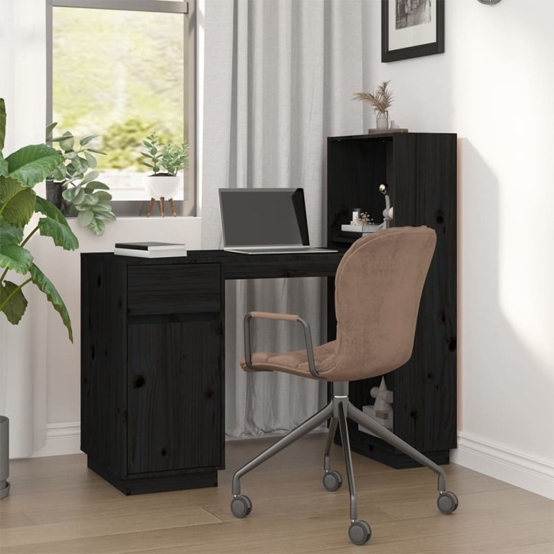 vidaXL Schreibtisch Schwarz 110x53x117 cm Massivholz Kiefer vidaXL Schreibtisch Schwarz 110x53x117 cm Massivholz Kiefer