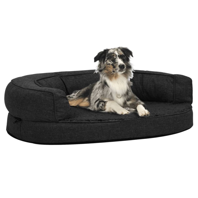vidaXL Hundematratze Ergonomisch 75x53 cm Leinenoptik Fleece Schwarz vidaXL Hundematratze Ergonomisch 75x53 cm Leinenoptik Fleece Schwarz
