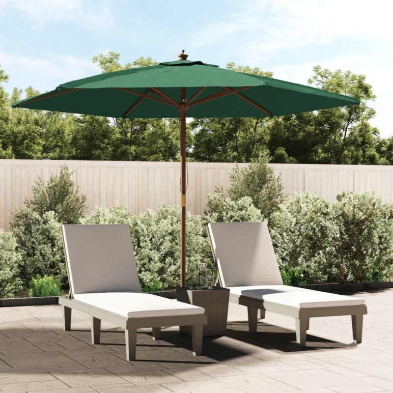 vidaXL Sonnenschirm mit Holzmast Grün 299x240 cm vidaXL Sonnenschirm mit Holzmast Grün 299x240 cm