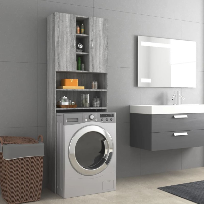 vidaXL Waschmaschinenschrank Grau Sonoma 64x25,5x190 cm vidaXL Waschmaschinenschrank Grau Sonoma 64x25,5x190 cm