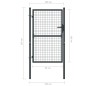 vidaXL Mesh-Gartentor Verzinkter Stahl 100 x 175 cm Grau vidaXL Mesh-Gartentor Verzinkter Stahl 100 x 175 cm Grau